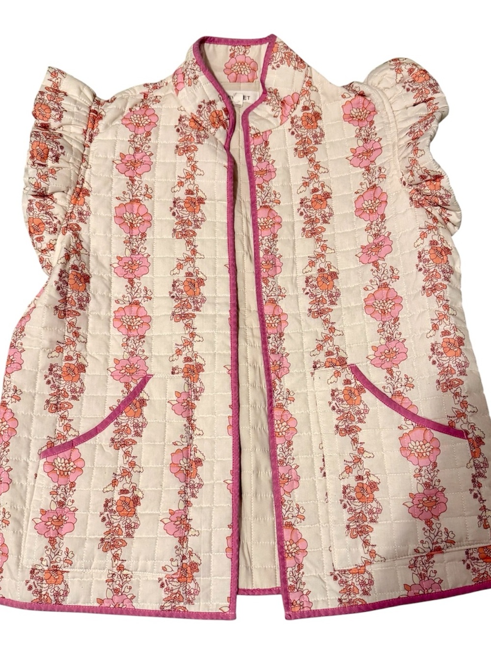 Veveret Floral Quilted Vest Size L